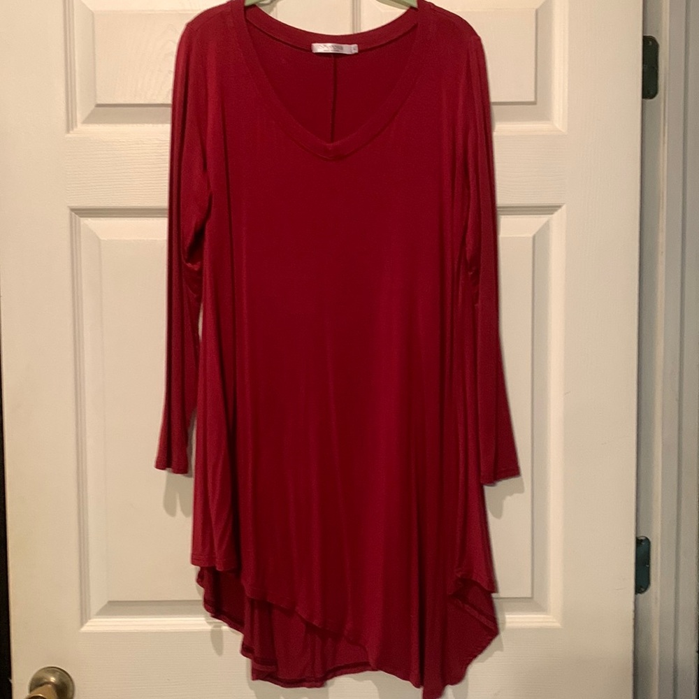 Sherosa Women's Scoop Neck High Low Loose Swing Casual Midi Dress